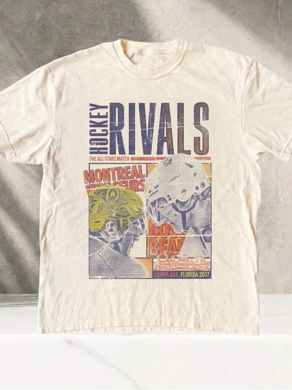 Hockey Rivals Sports Graphic Tee - Off White Unisex